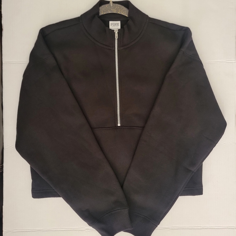Pink Victoria's Secret Black Sweater.